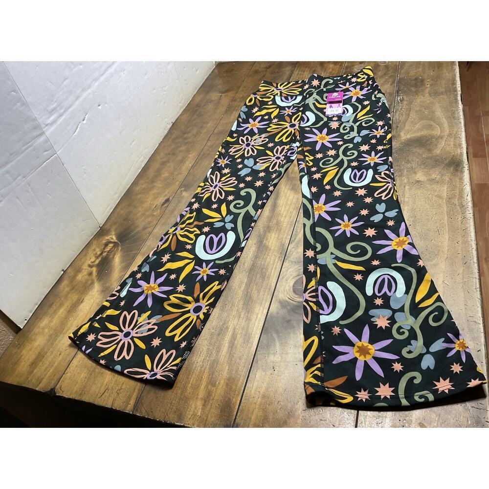 NWT POP Fit XL High Rise Flora Bootcut Pull On Leggings / Pants Multicolor